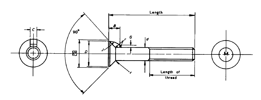 BS 4933 90° Countersunk Head Nibbed Bolts